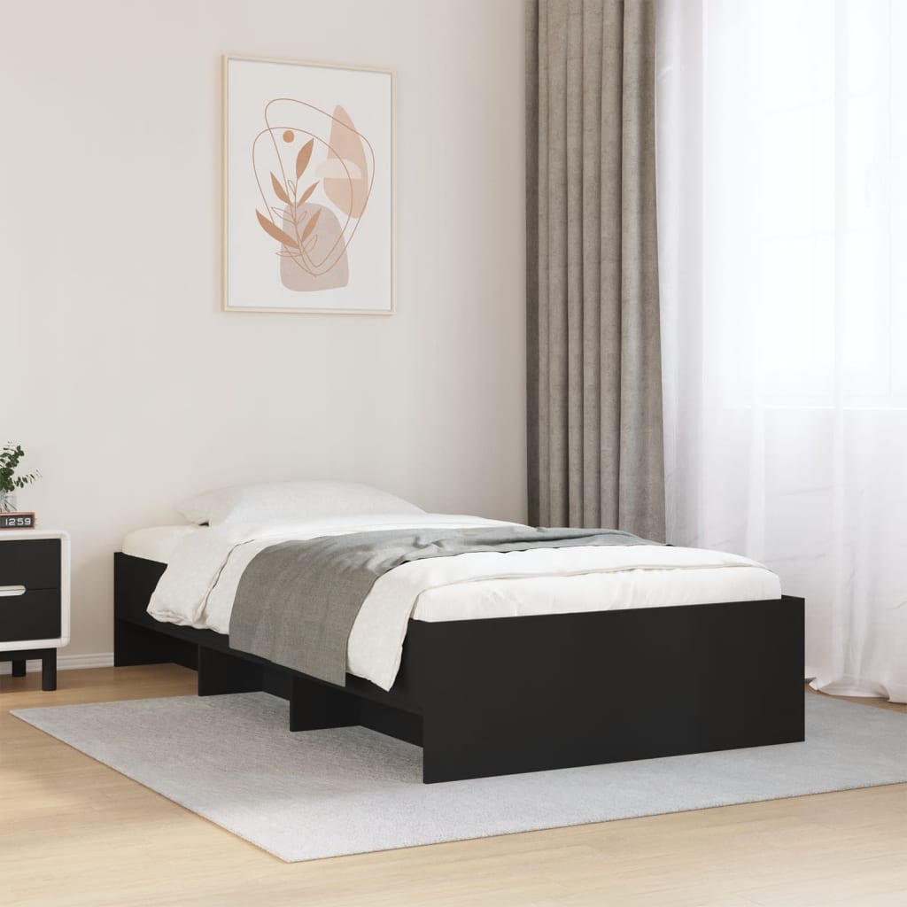 Vetonek Estructura de cama madera de ingeniería negra 75x190 cm