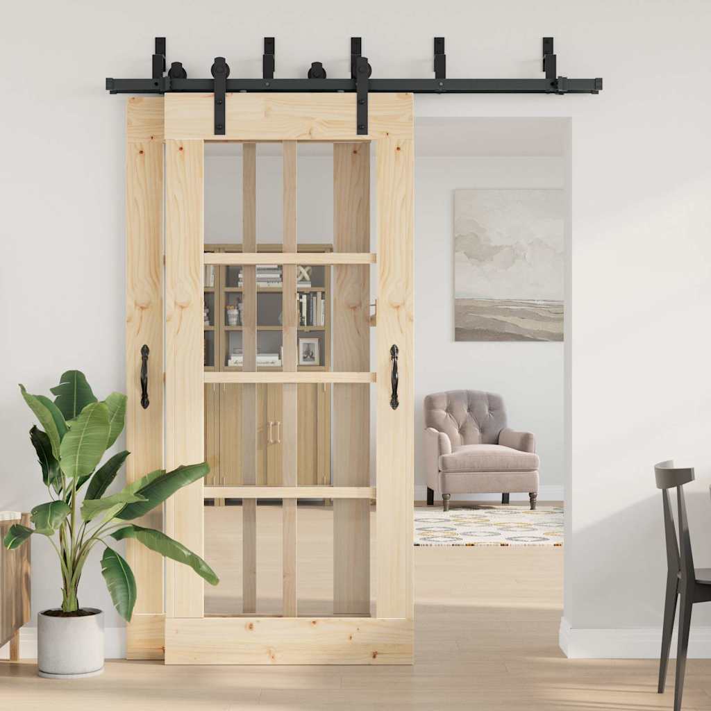 Kit de herrajes para puertas correderas acero negro 183 cm