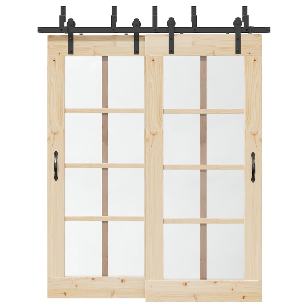 Vetonek Kit de herrajes para puertas correderas acero negro 183 cm