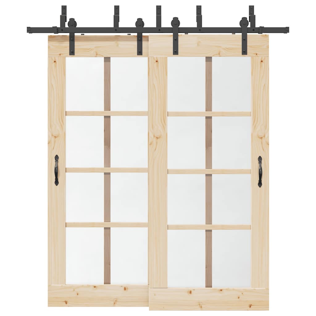 Vetonek Kit de herrajes para puertas correderas acero negro 200 cm