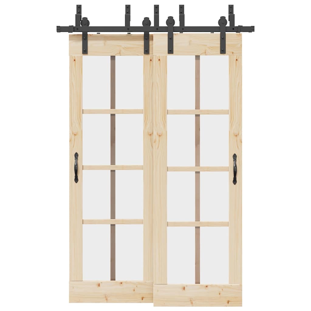 Vetonek Kit de herrajes para puertas correderas acero negro 152,5 cm