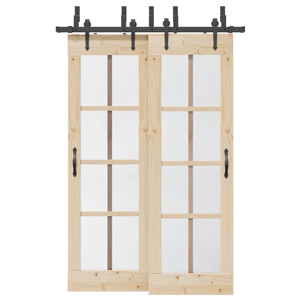 Vetonek Kit de herrajes para puertas correderas acero negro 152,5 cm