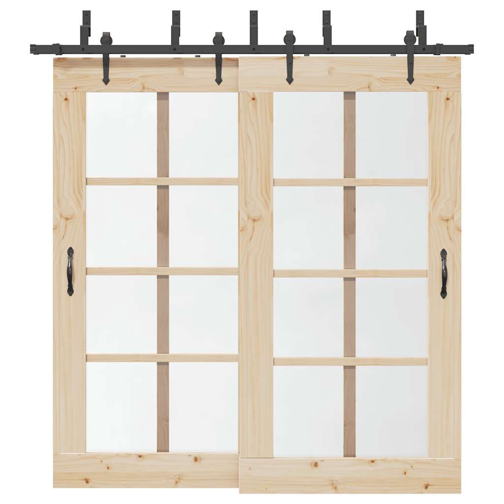 Vetonek Kit de herrajes para puertas correderas acero negro 213,5 cm