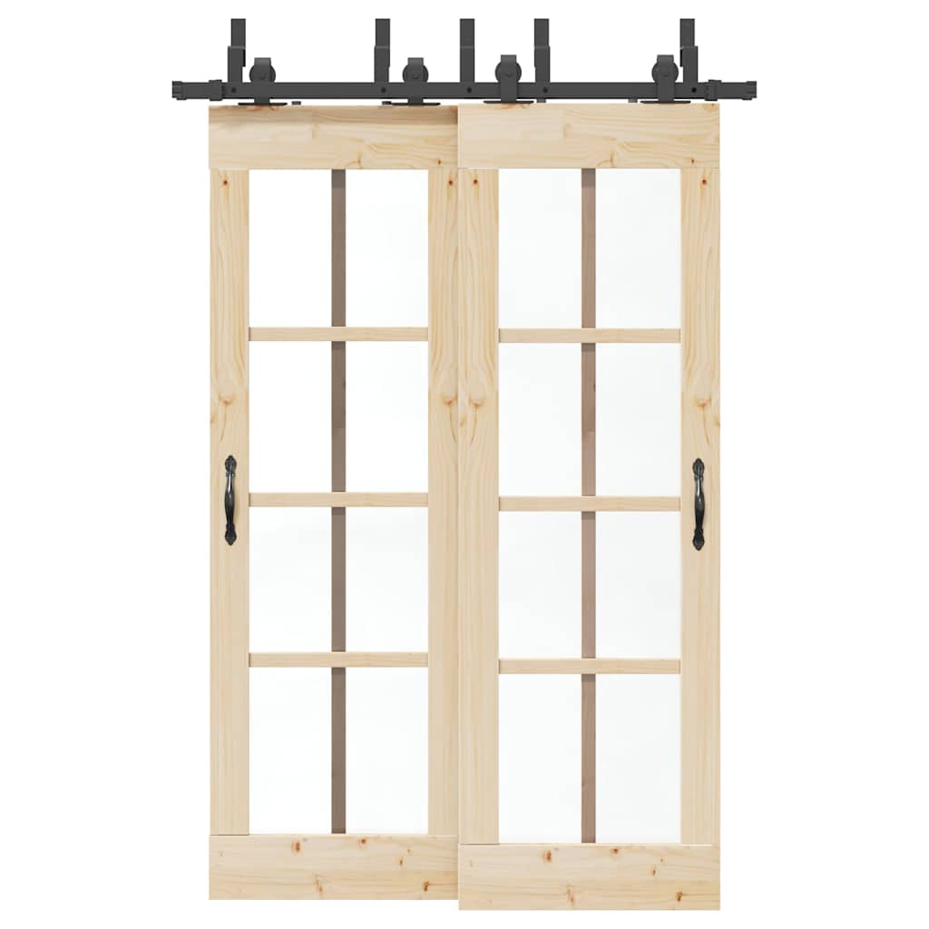 Vetonek Kit de herrajes para puertas correderas acero negro 152,5 cm