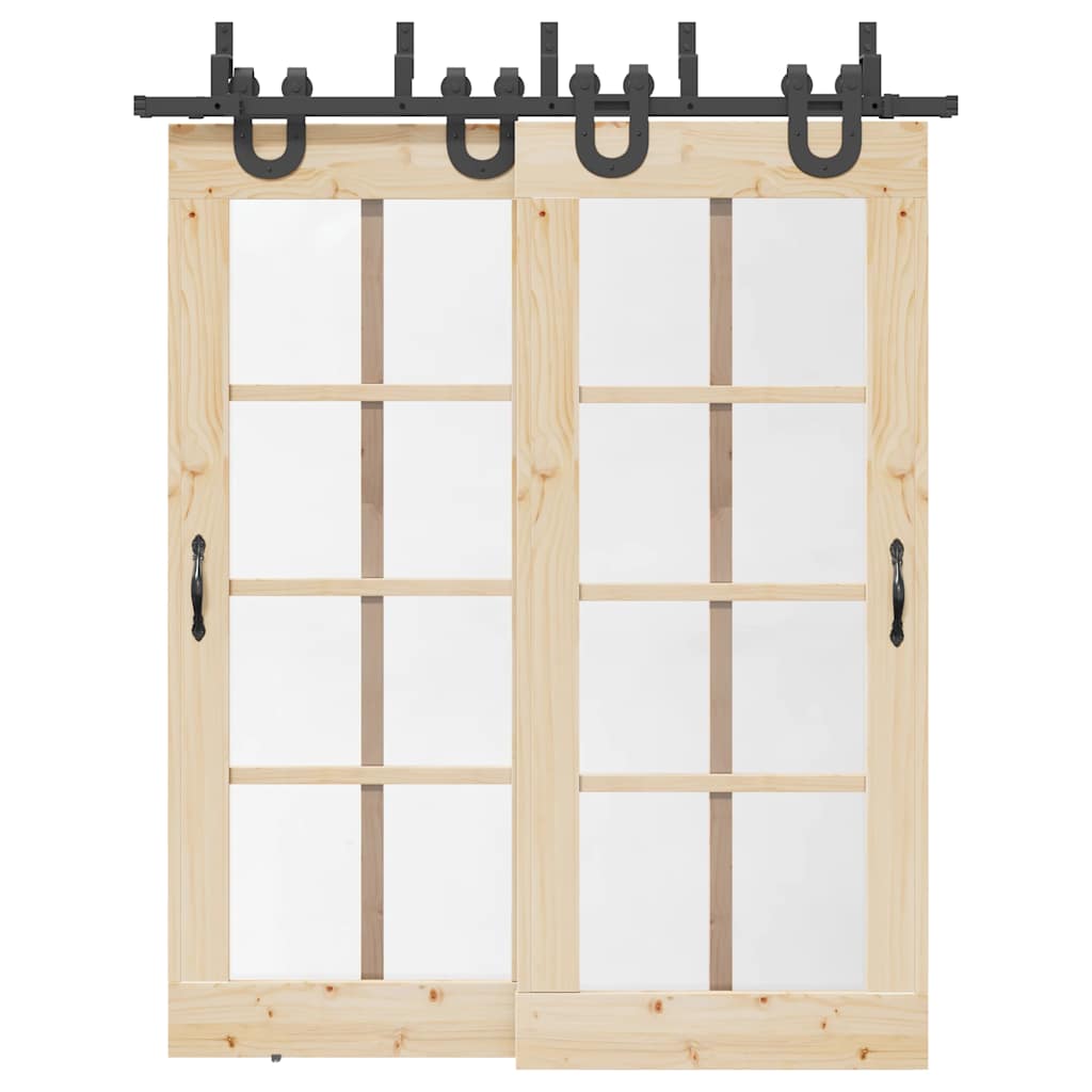 Vetonek Kit de herrajes para puertas correderas acero negro 183 cm