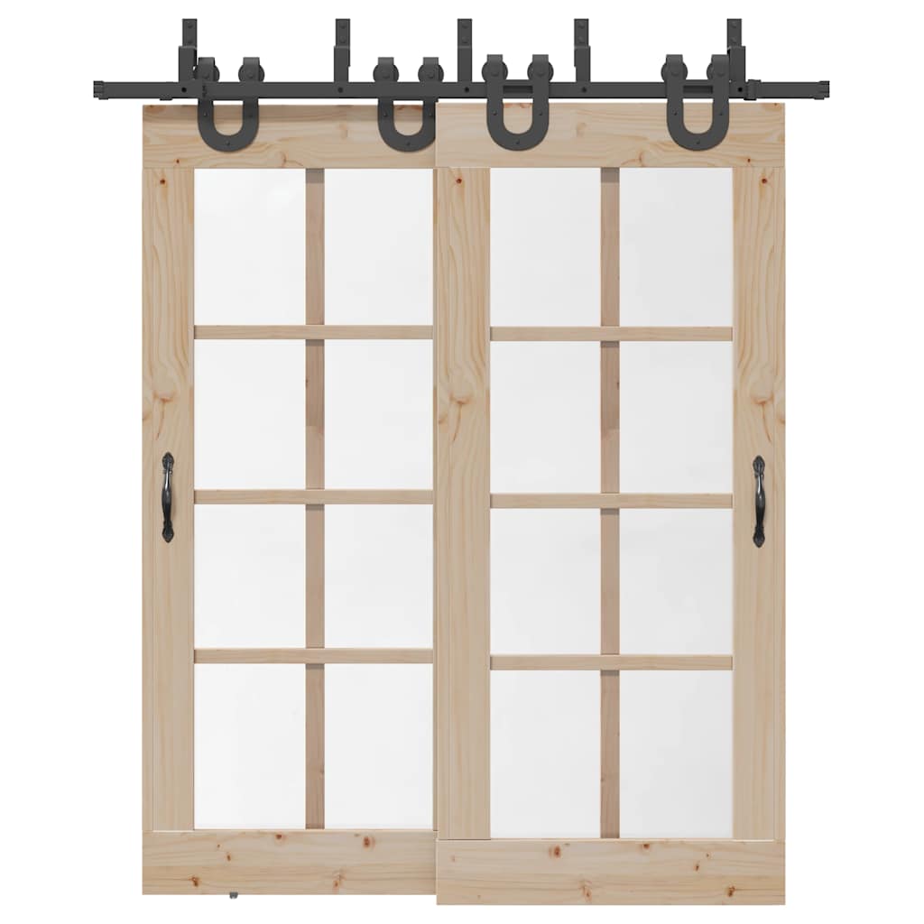 Vetonek Kit de herrajes para puertas correderas acero negro 200 cm