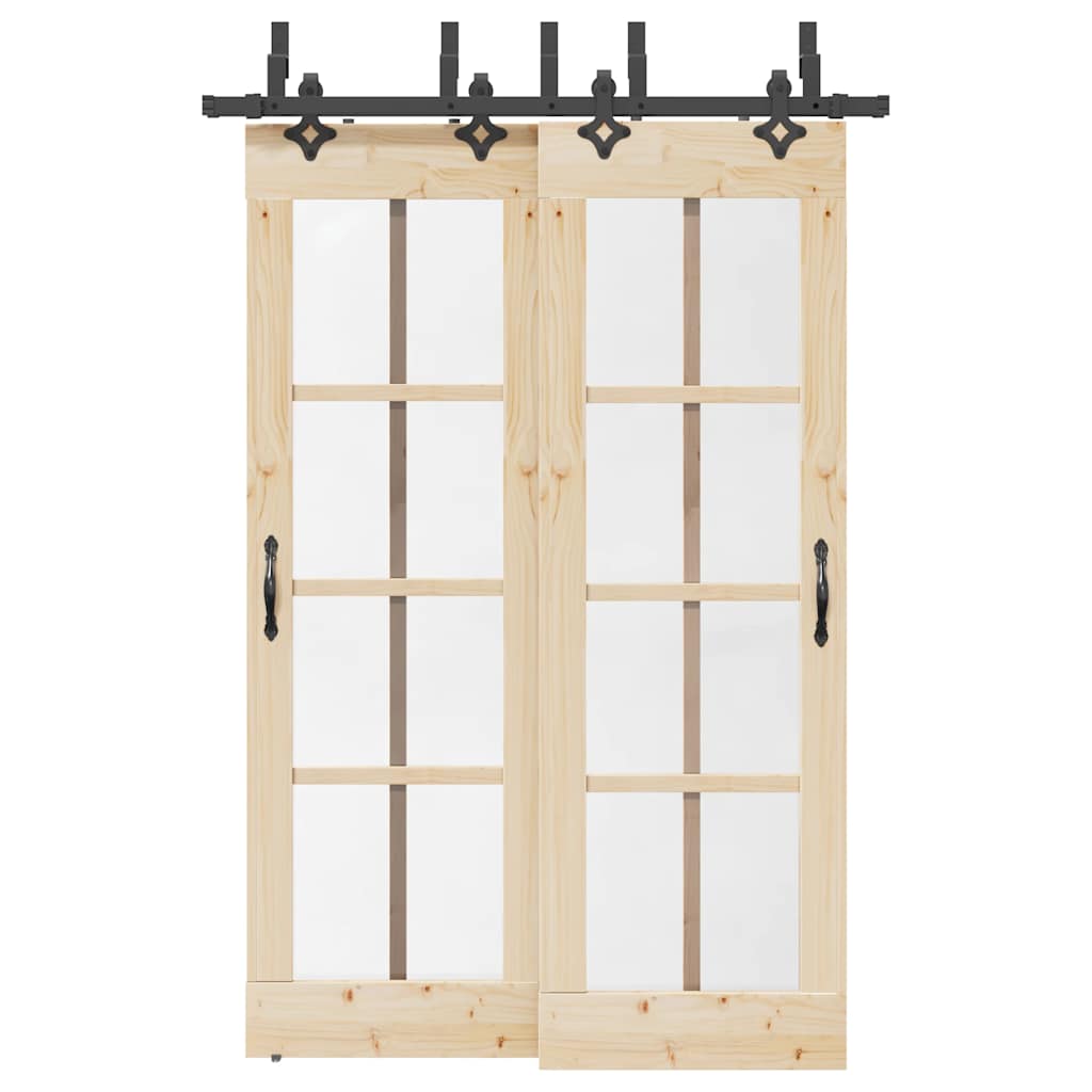 Vetonek Kit de herrajes para puertas correderas acero negro 152,5 cm