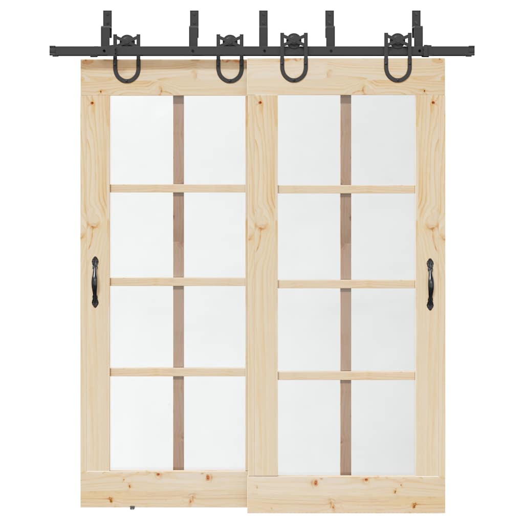 Vetonek Kit de herrajes para puertas correderas acero negro 200 cm