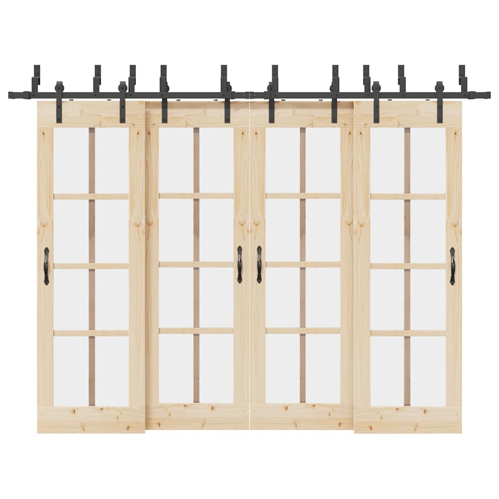 Vetonek Kit de herrajes para puertas correderas acero negro 305 cm