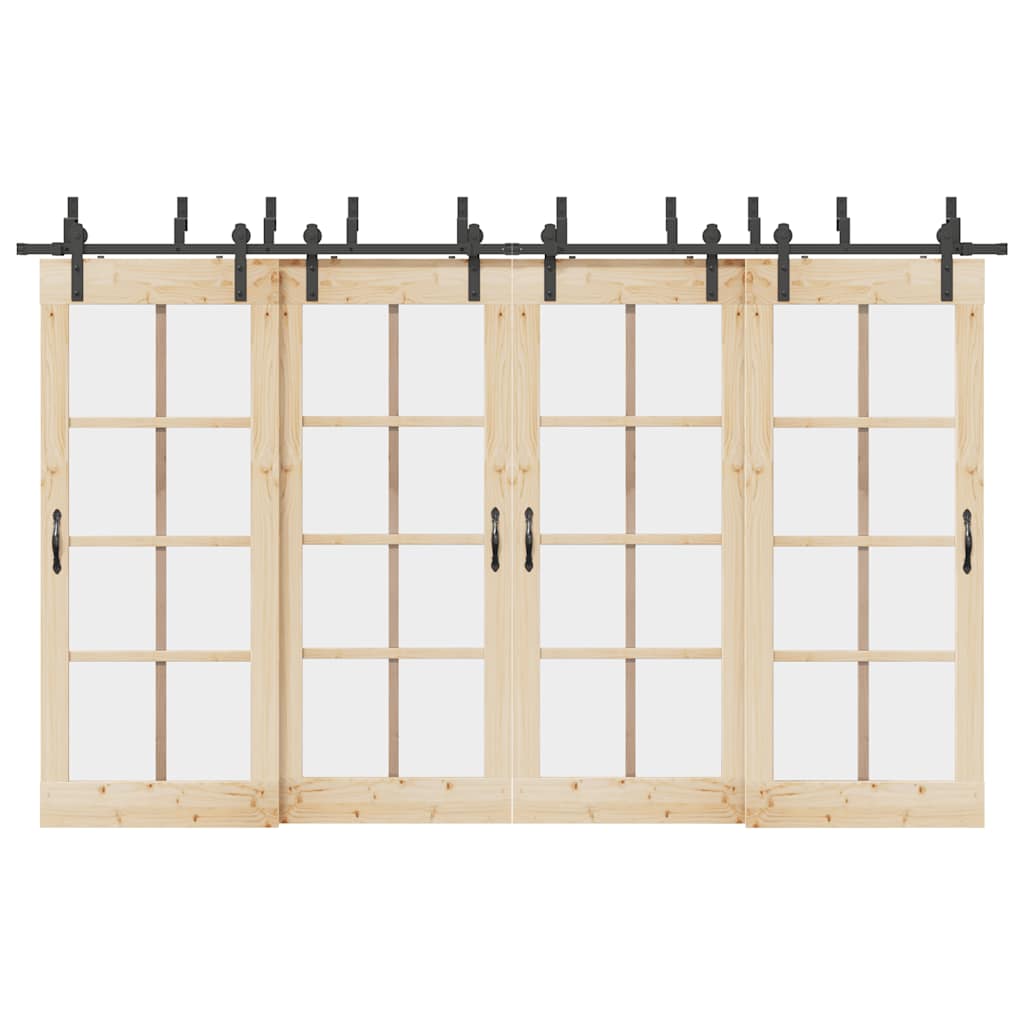 Vetonek Kit de herrajes para puertas correderas acero negro 183 cm