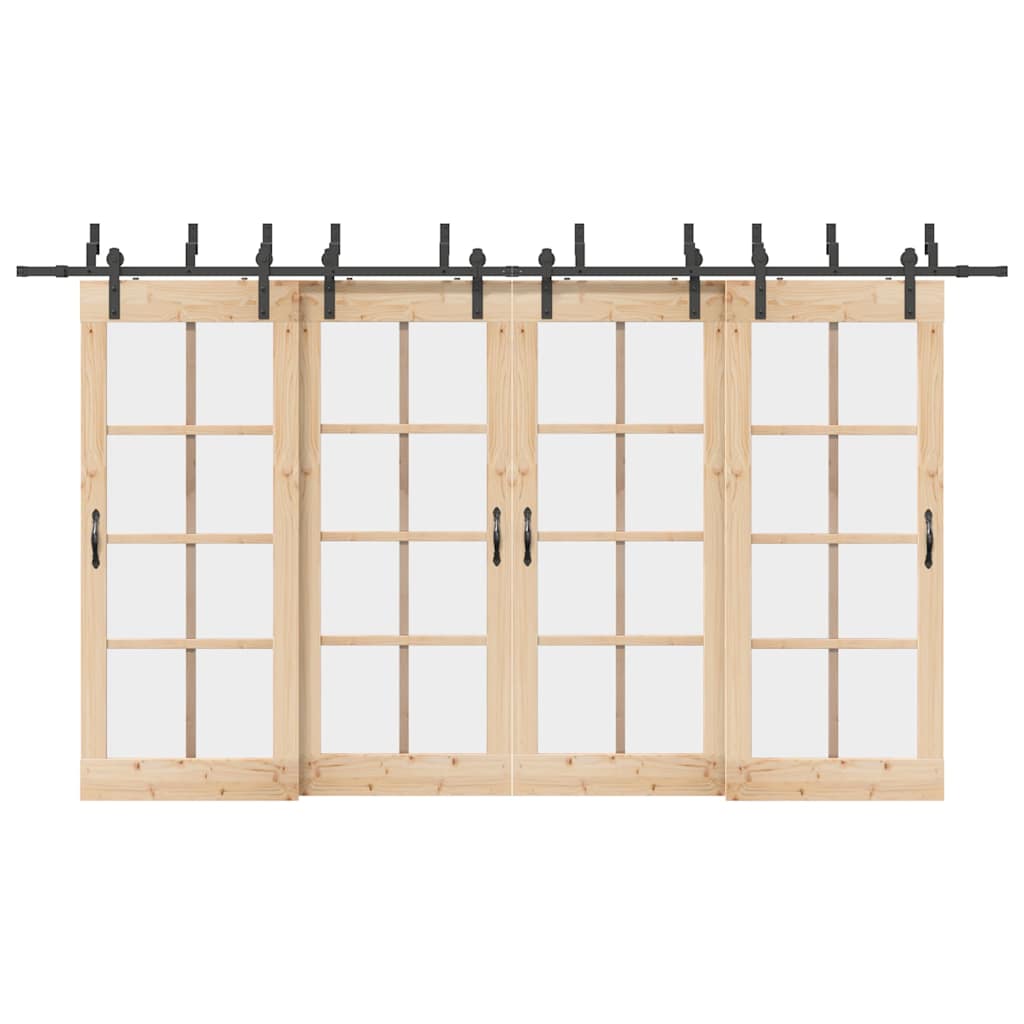 Vetonek Kit de herrajes para puertas correderas acero negro 200 cm