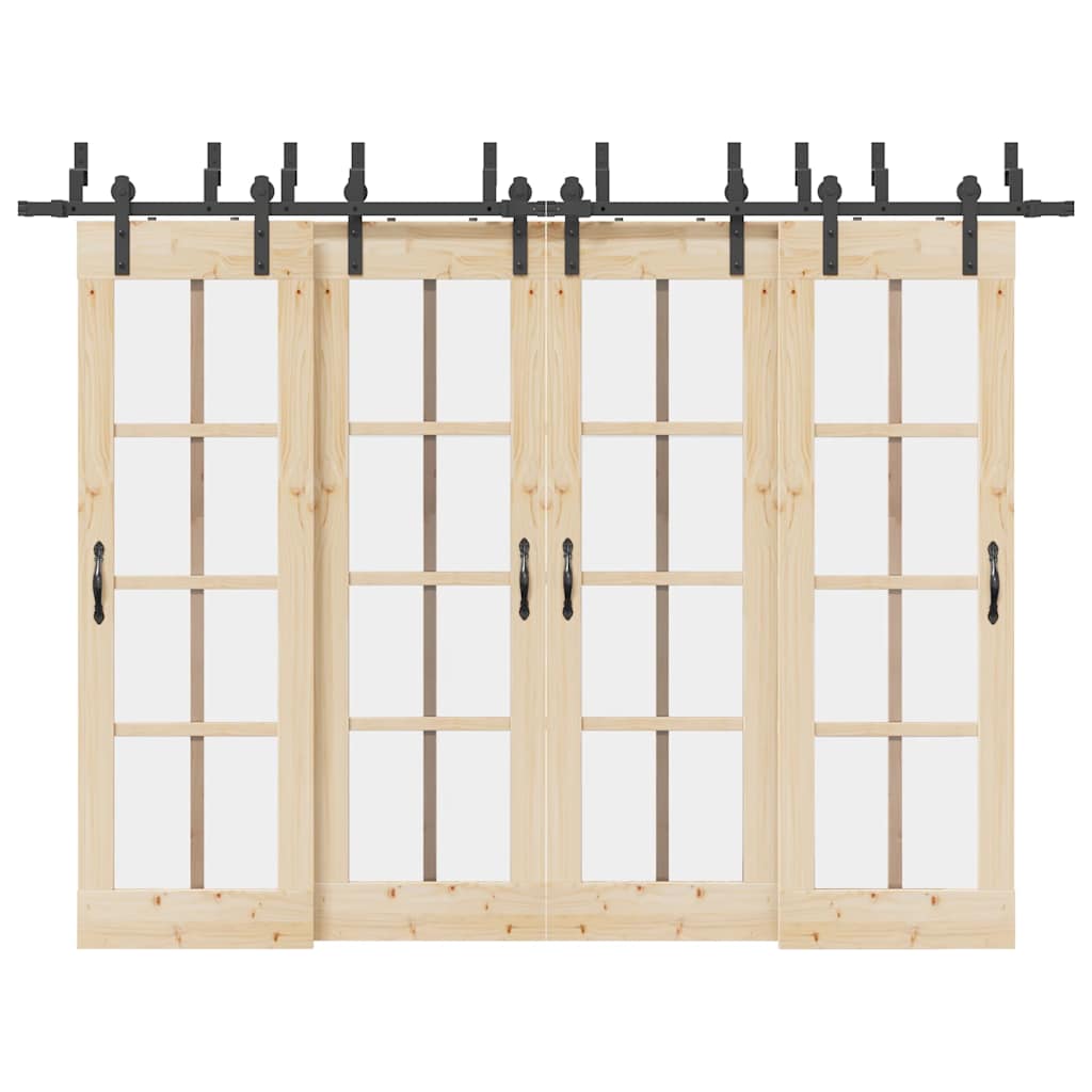 Vetonek Kit de herrajes para puertas correderas acero negro 152,5 cm