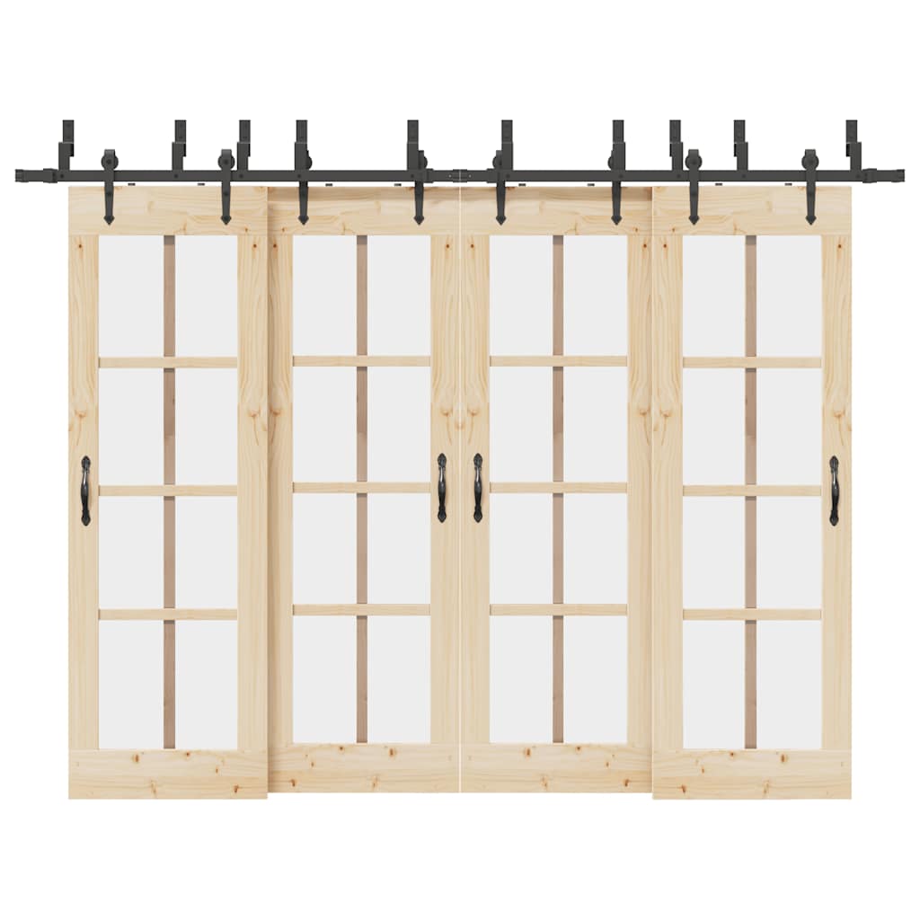 Vetonek Kit de herrajes para puertas correderas acero negro 152,5 cm