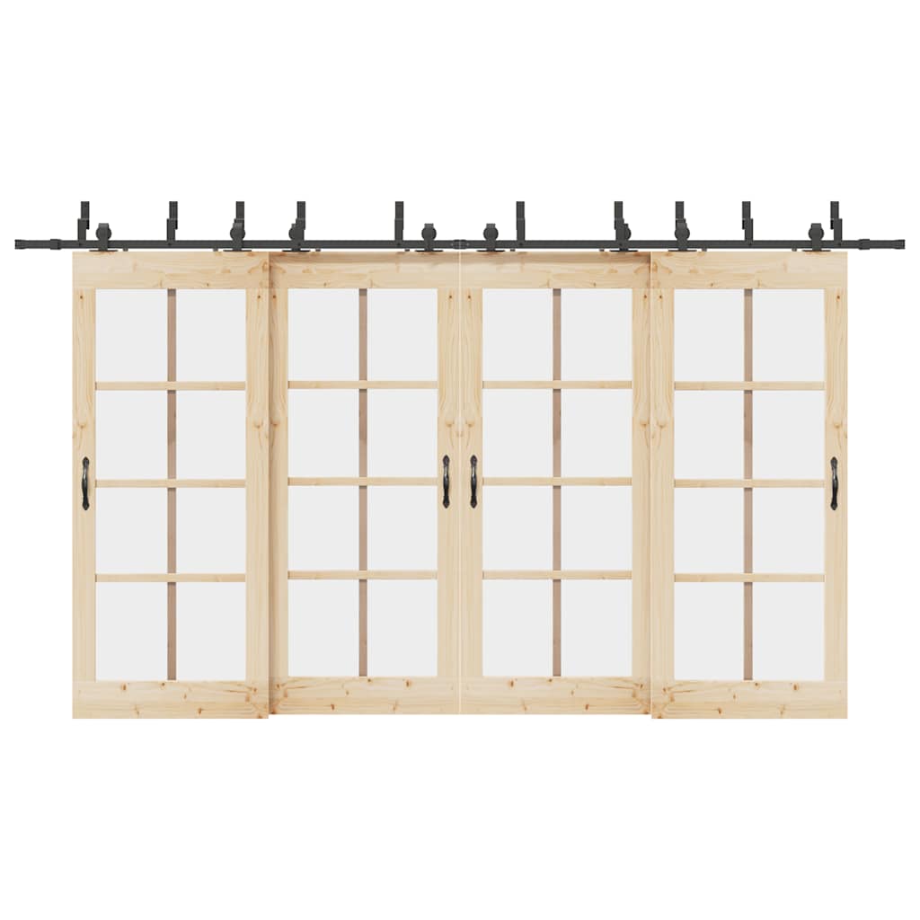 Vetonek Kit de herrajes para puertas correderas acero negro 200 cm