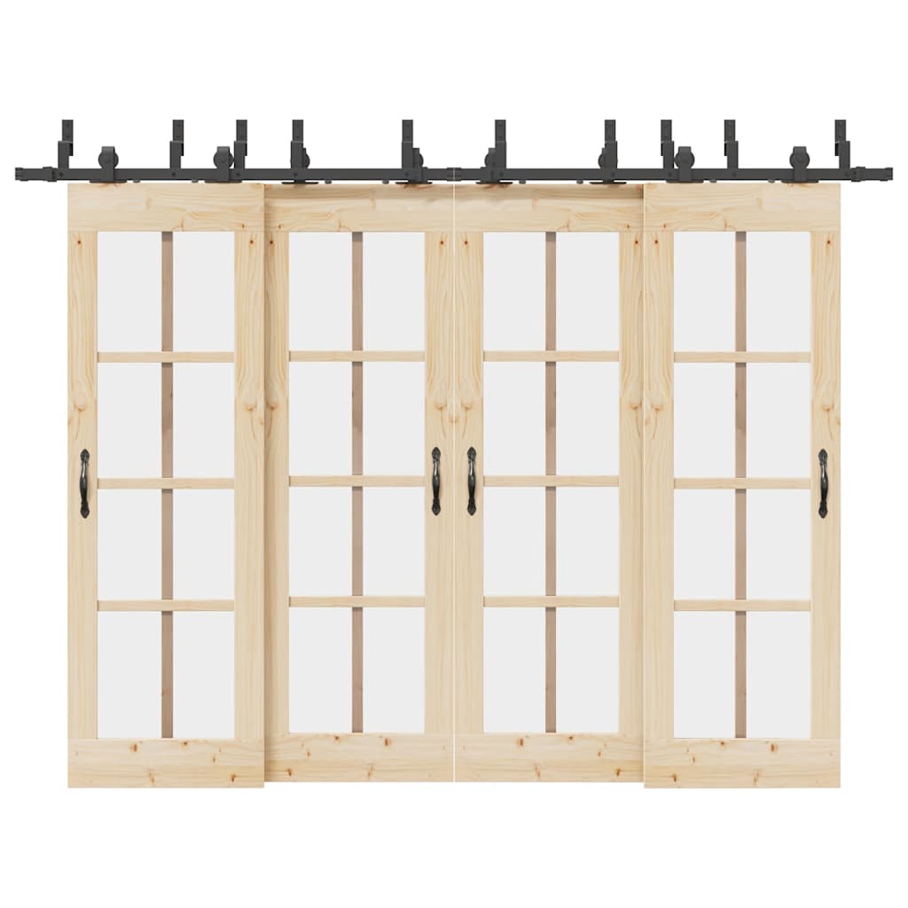 Vetonek Kit de herrajes para puertas correderas acero negro 305 cm