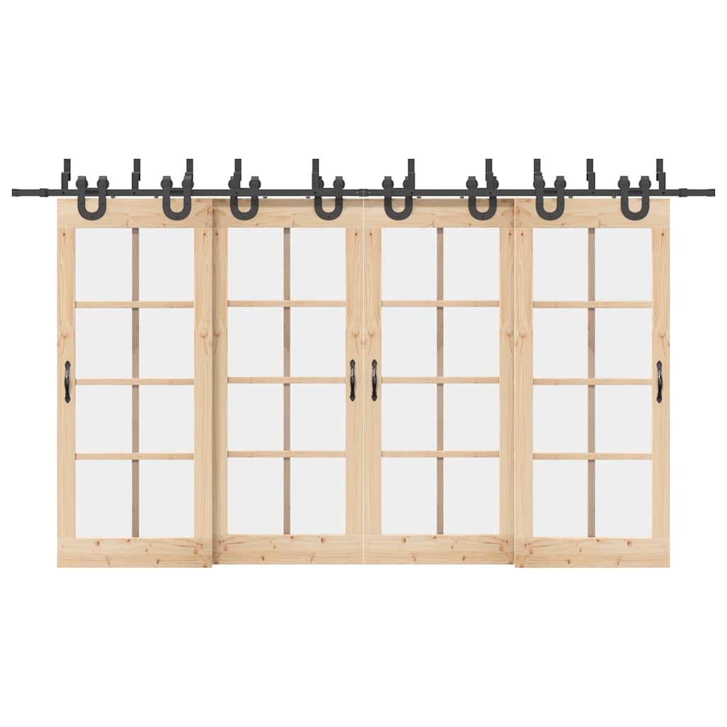 Vetonek Kit de herrajes para puertas correderas acero negro 200 cm