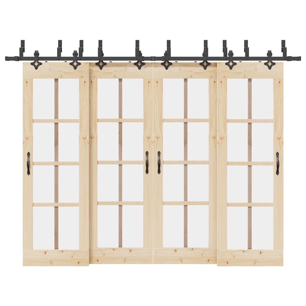 Vetonek Kit de herrajes para puertas correderas acero negro 152,5 cm