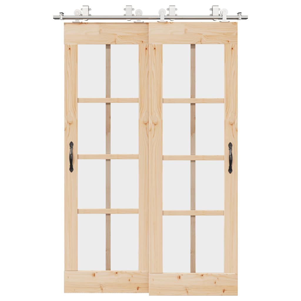 Vetonek Kit de herrajes para puerta corredera 183 cm acero plateado