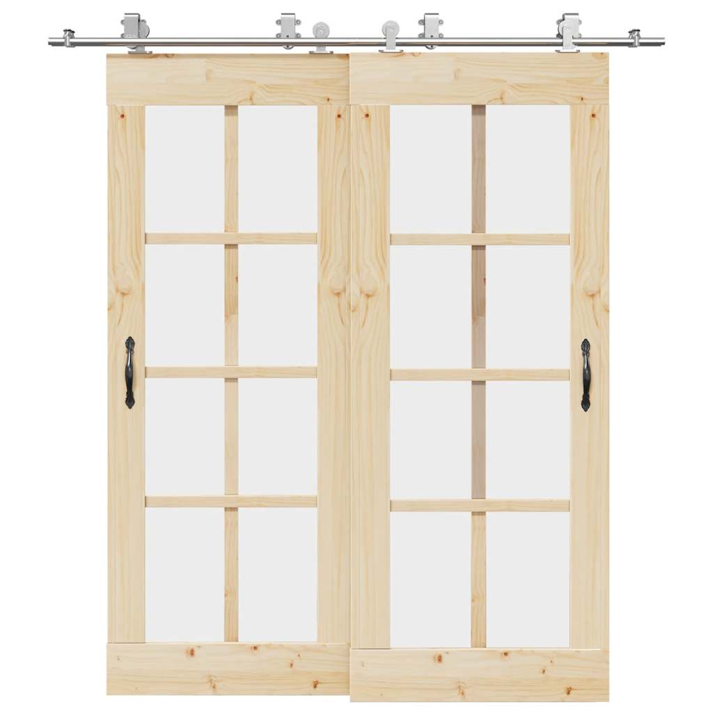 Vetonek Kit de herrajes para puerta corredera 200 cm acero plateado