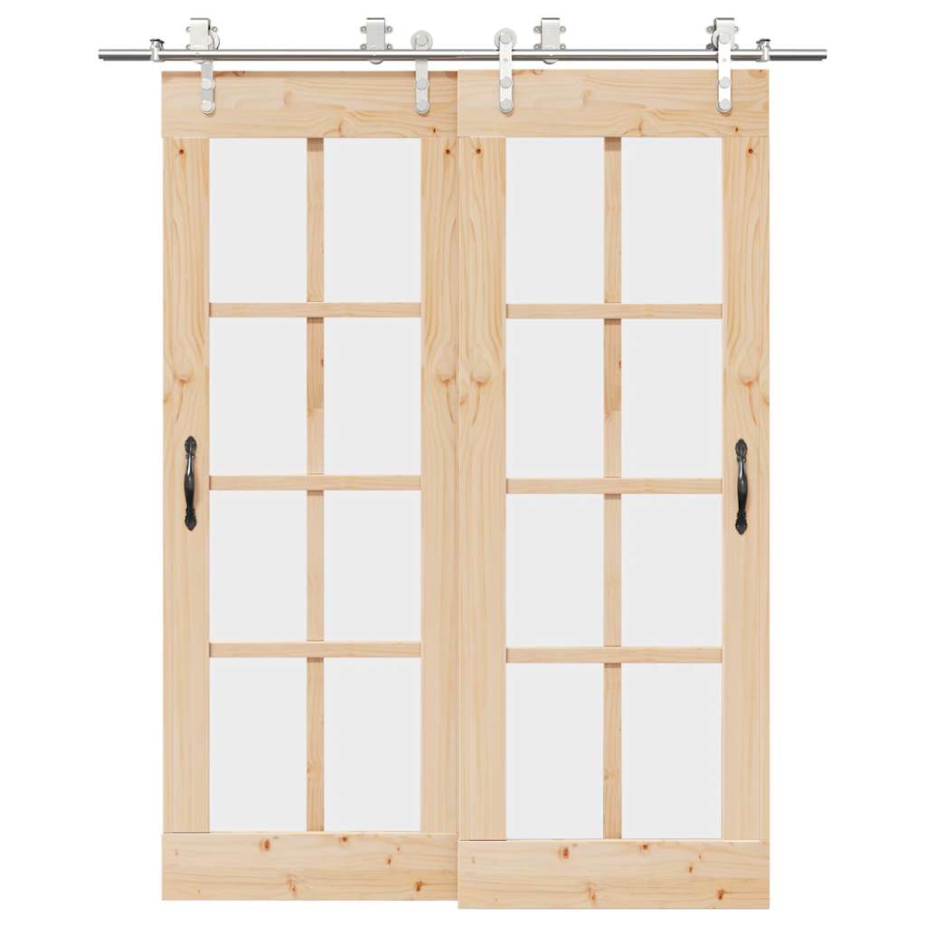 Vetonek Kit de herrajes para puerta corredera 183 cm acero plateado