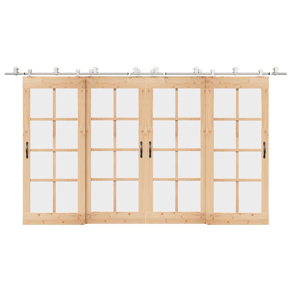 Vetonek Kit de herrajes para puerta corredera 200 cm acero plateado