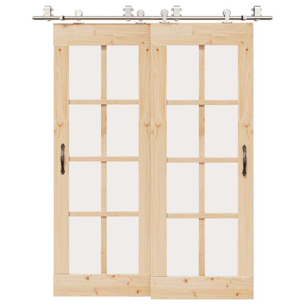 Vetonek Kit de herrajes para puerta corredera 183 cm acero plateado