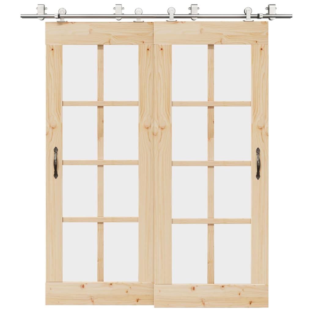 Vetonek Kit de herrajes para puerta corredera 200 cm acero plateado