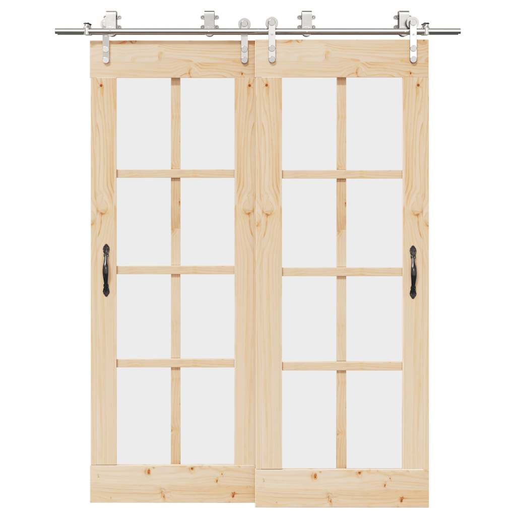 Vetonek Kit de herrajes para puerta corredera 183 cm acero plateado