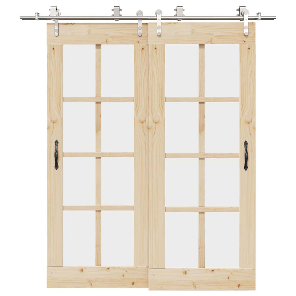 Vetonek Kit de herrajes para puerta corredera 200 cm acero plateado