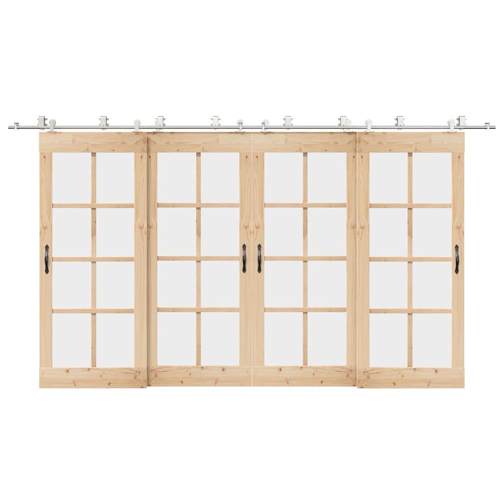 Vetonek Kit de herrajes para puerta corredera 200 cm acero plateado