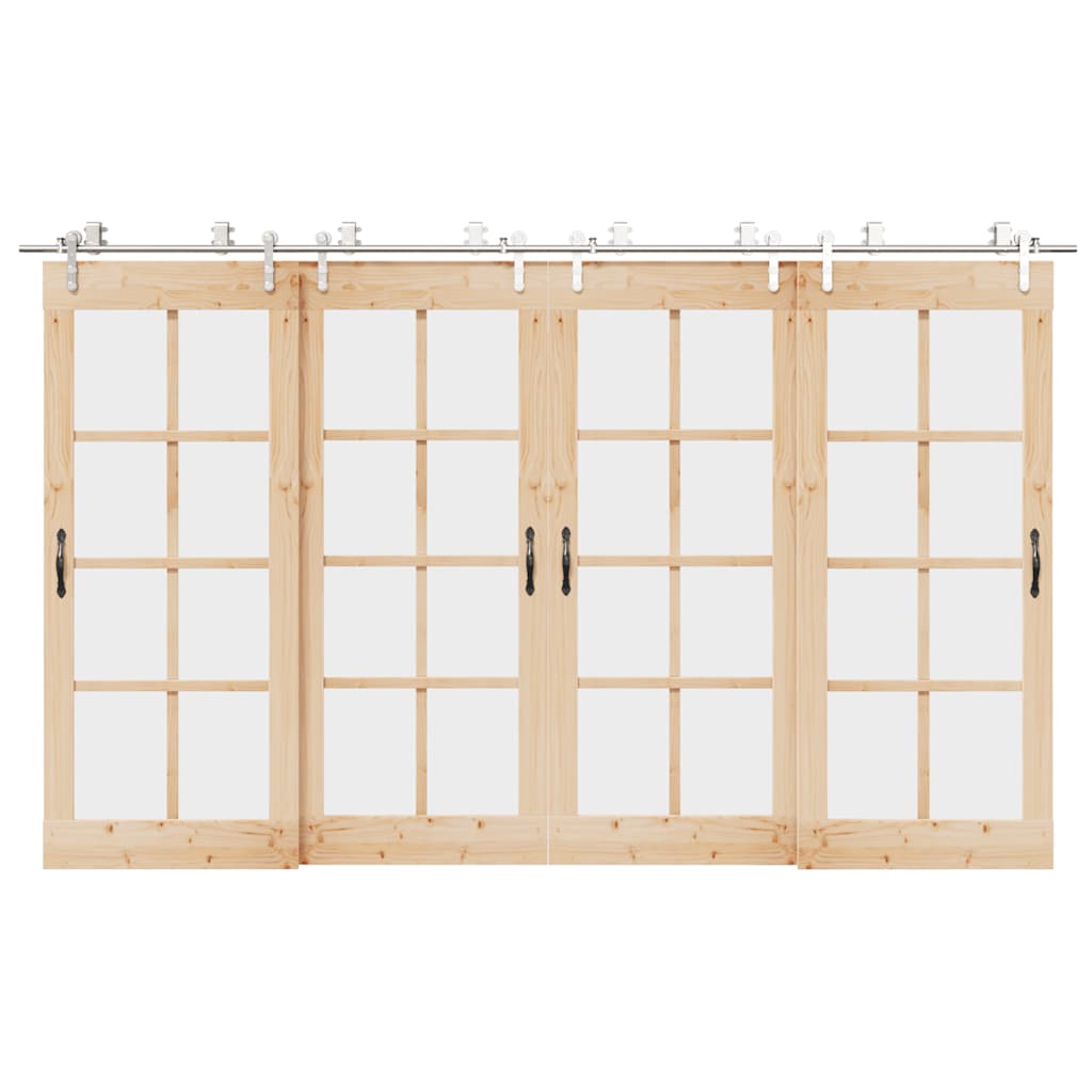 Vetonek Kit de herrajes para puerta corredera 183 cm acero plateado