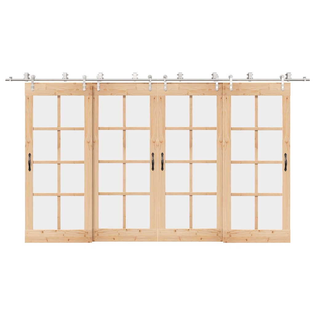 Vetonek Kit de herrajes para puerta corredera 400 cm acero plateado