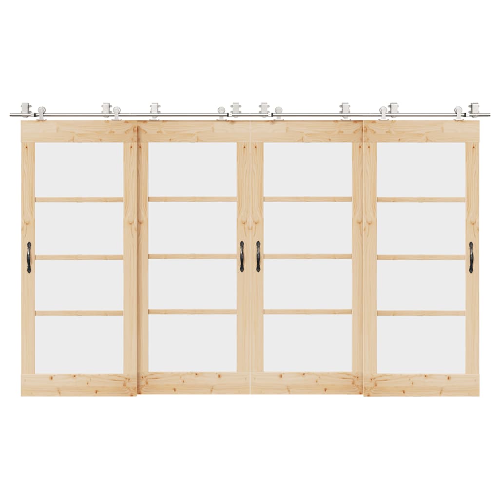 Vetonek Kit de herrajes para puerta corredera 366 cm acero plateado