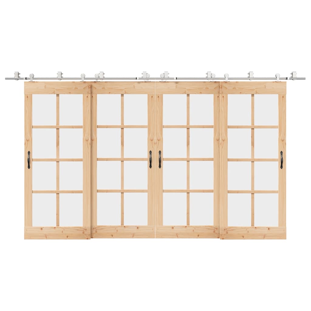 Vetonek Kit de herrajes para puerta corredera 400 cm acero plateado