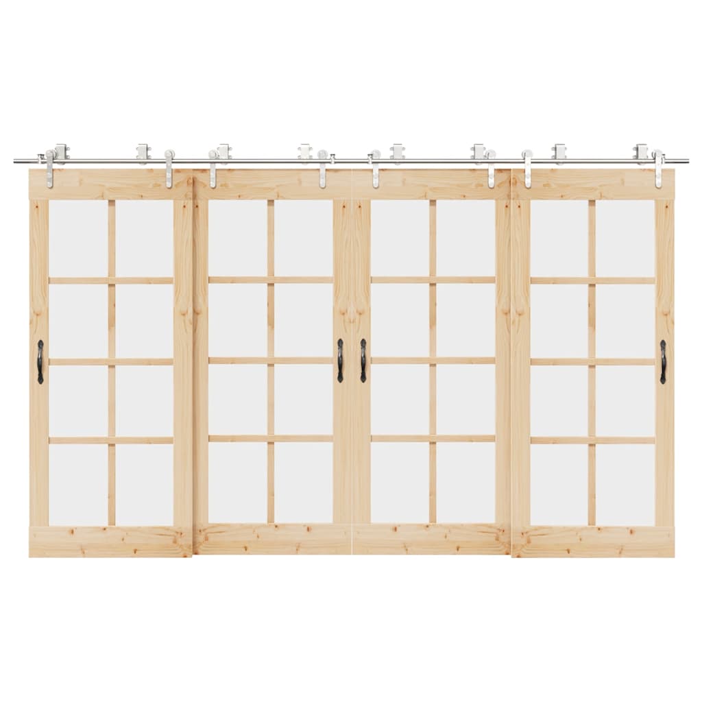 Vetonek Kit de herrajes para puerta corredera 366 cm acero plateado