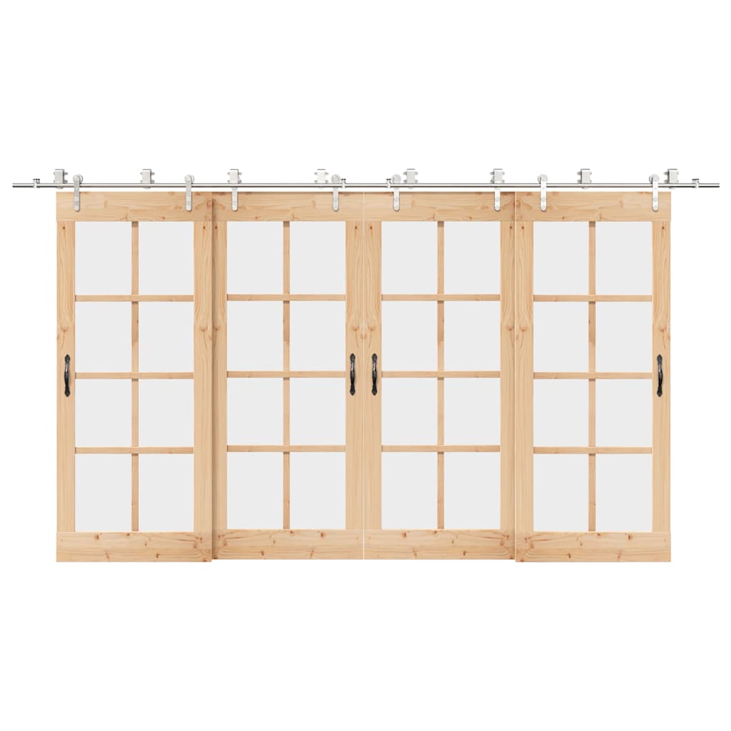 Vetonek Kit de herrajes para puerta corredera 200 cm acero plateado