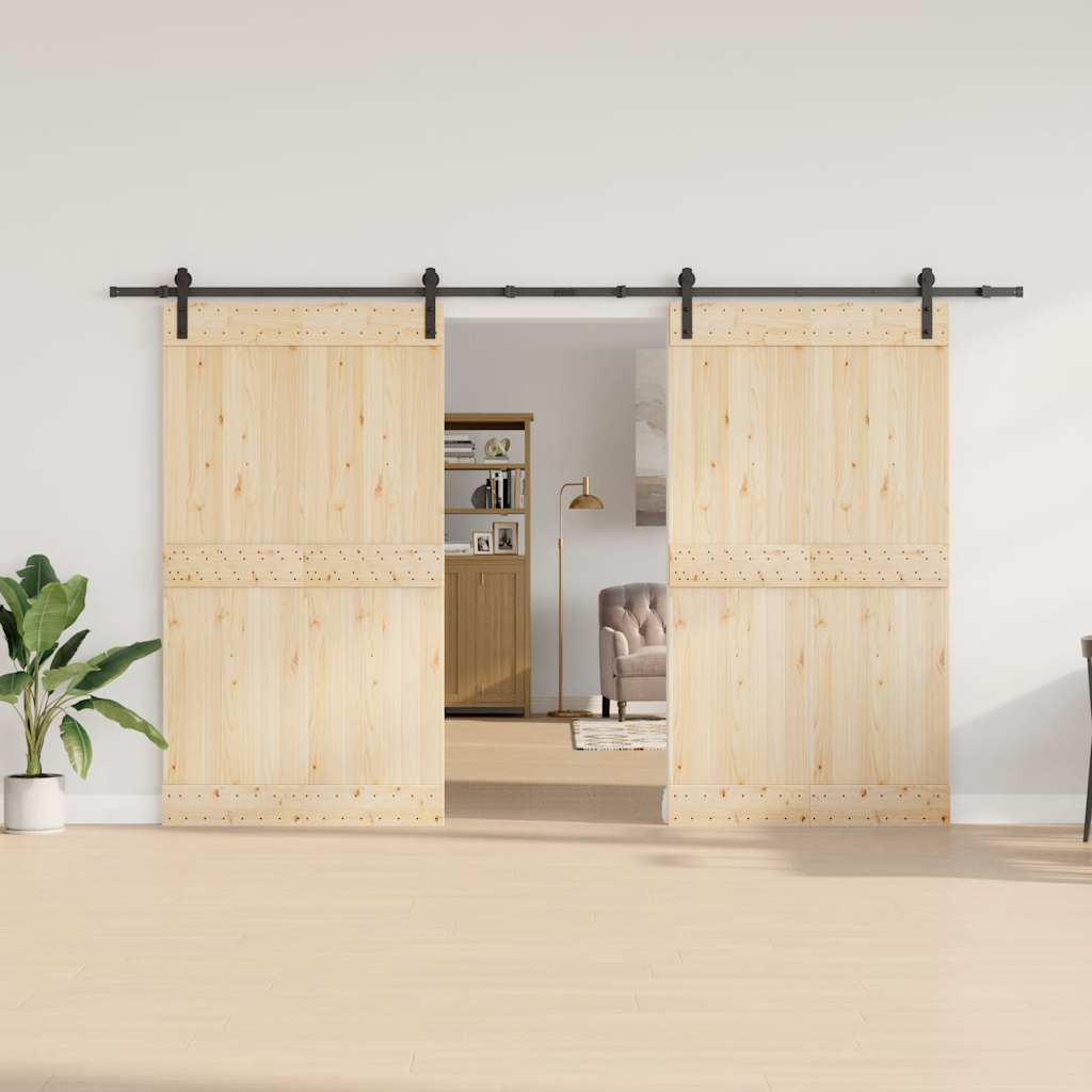 Kit de herrajes para puertas correderas acero negro 183 cm