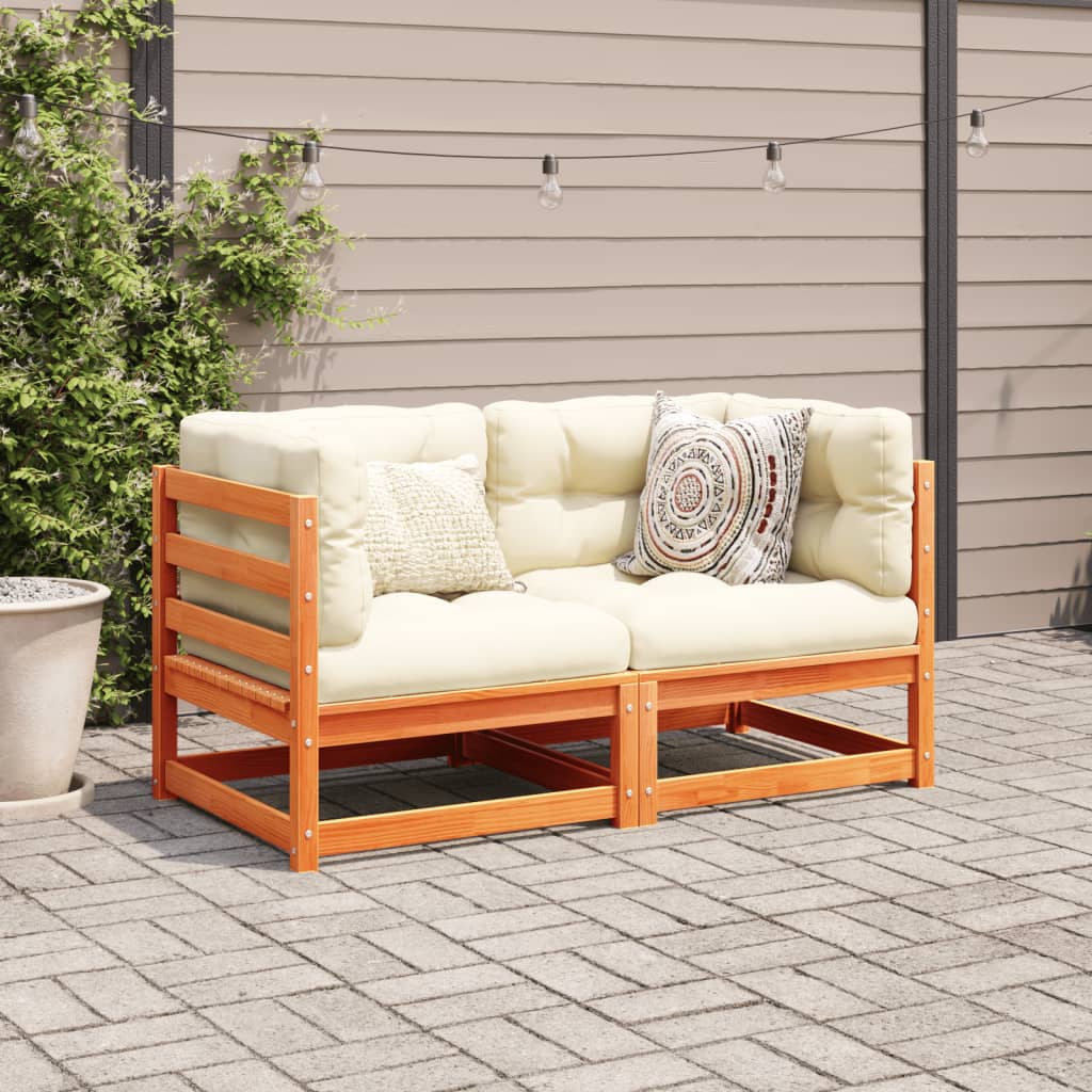 Garden Sofas Set 2 Pcs Wood Wood Brown Pino Wax