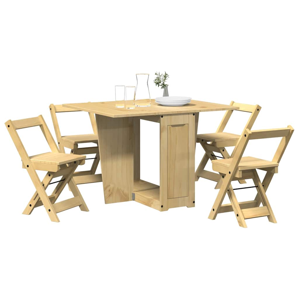 Vetonek Set comedor plegable mariposa 5 pzas Corona madera pino marrón