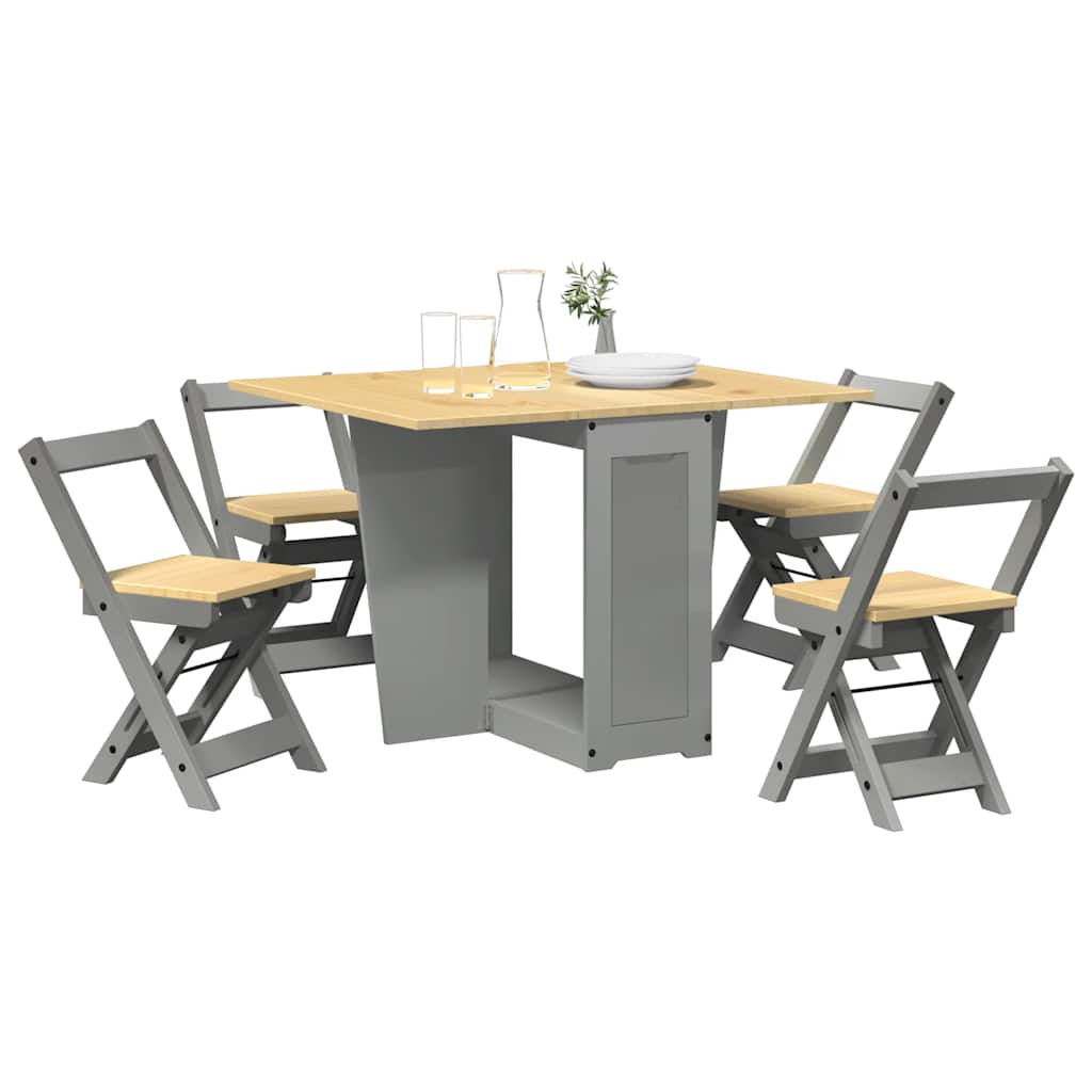 Vetonek Set comedor plegable mariposa 5 pzas Corona madera pino gris