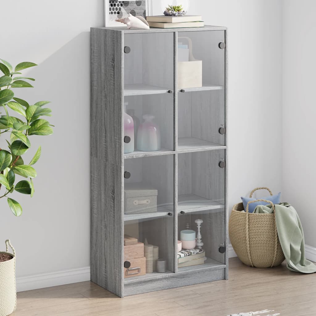 Vetonek Aparador alto con puertas madera gris Sonoma 68x37x142 cm