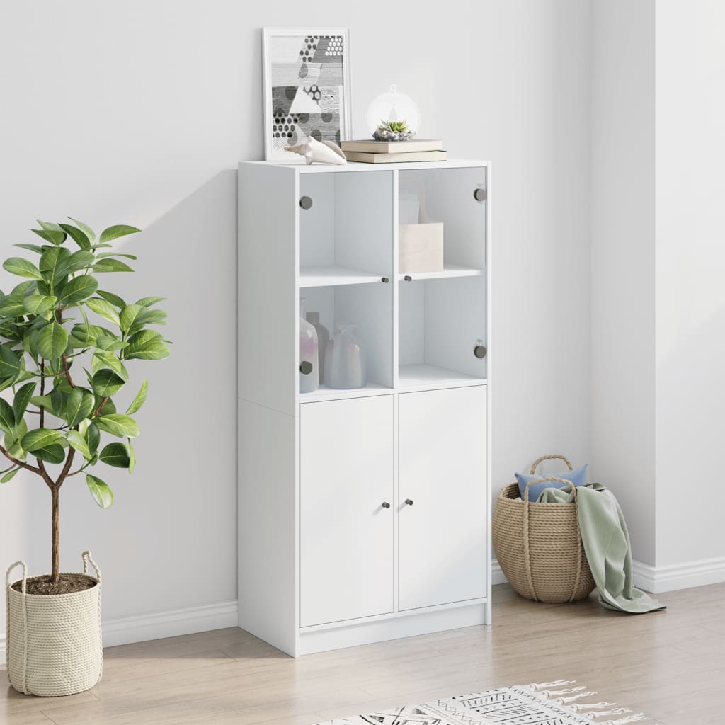 Aparador alto con puertas madera sintetizada Nexus blanco 68x37x142 cm