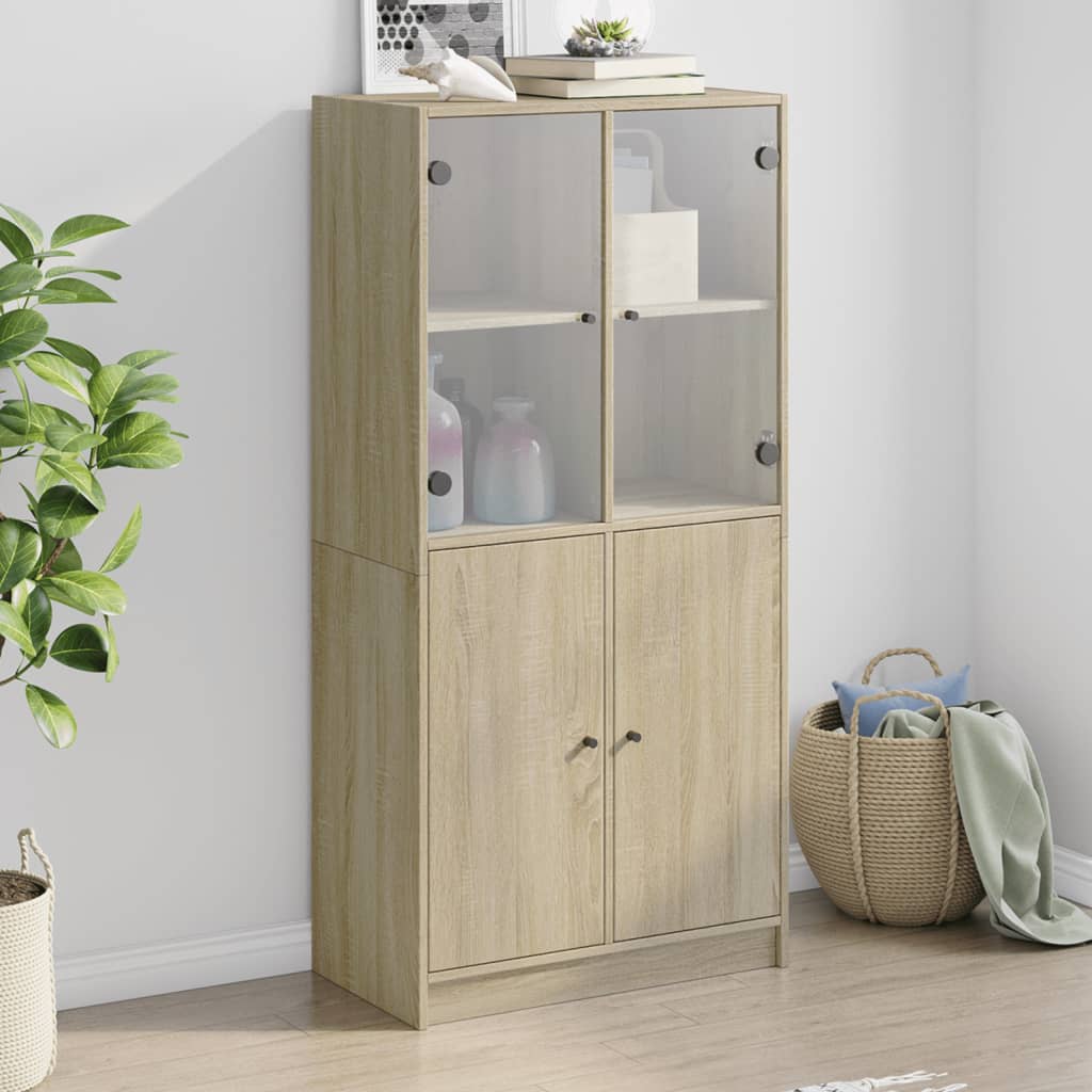 Vetonek Aparador alto con puertas madera roble Sonoma 68x37x142 cm