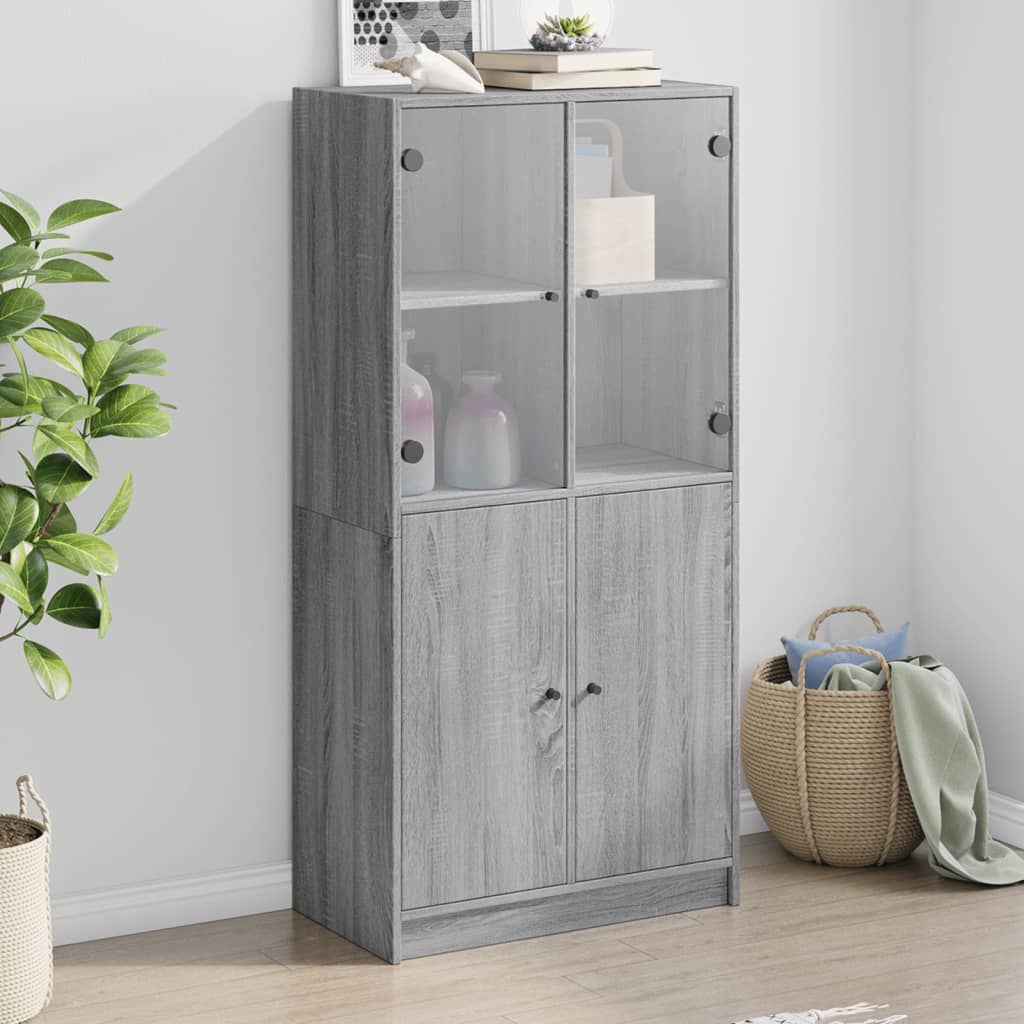 Vetonek Aparador alto con puertas madera gris Sonoma 68x37x142 cm