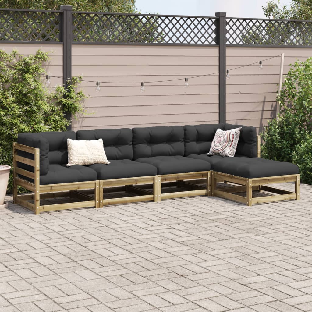 Garden sofas set 5 pieces impregnated pine wood