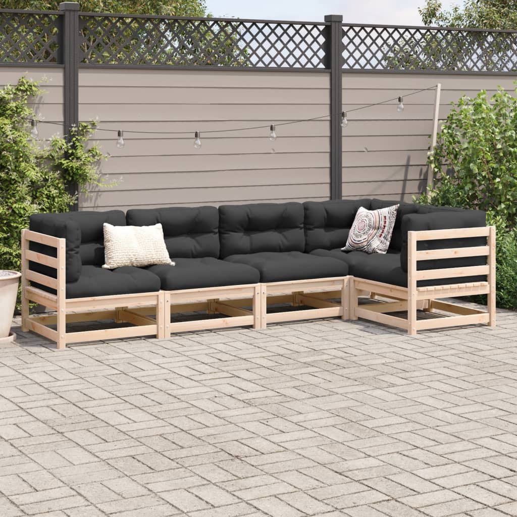 5 pieces of garden sofas solid pine wood