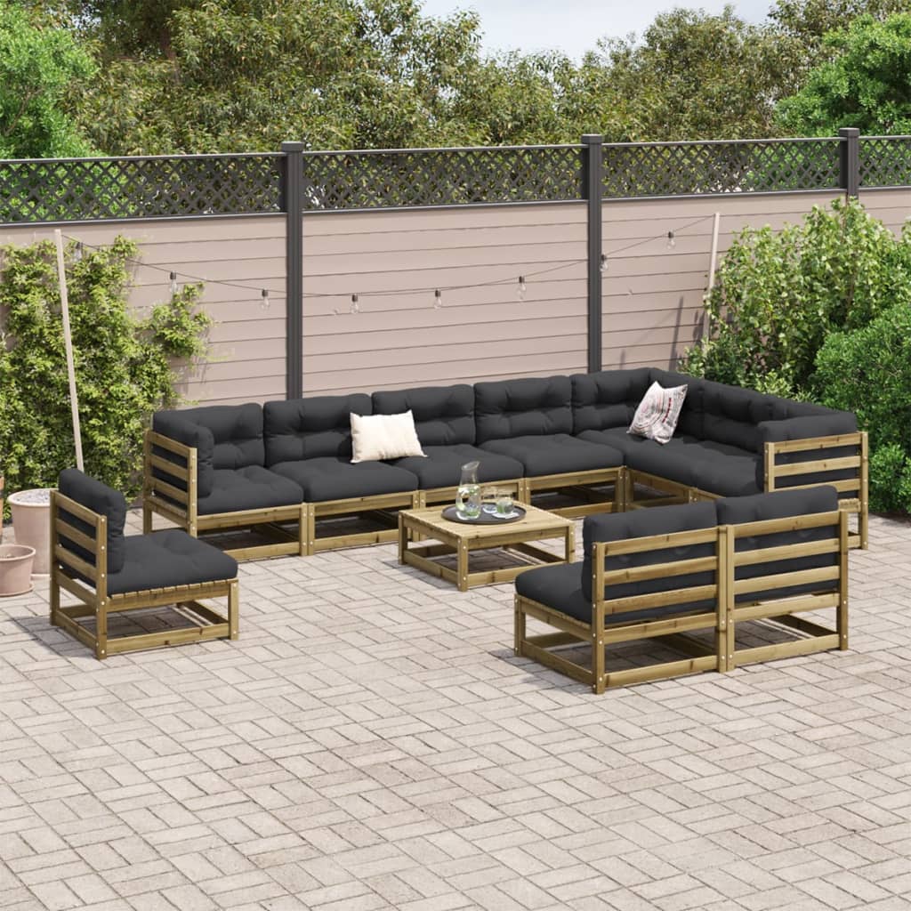 Garden sofas set 11 pcs impregnated pine wood