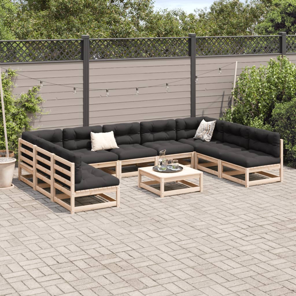 Garden sofas set 10 pcs solid pine wood