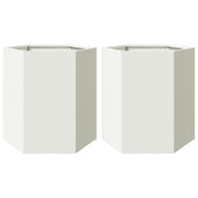 Jardineras hexagonales 2 uds acero blanco 46x40x45 cm v5413 Vetonek