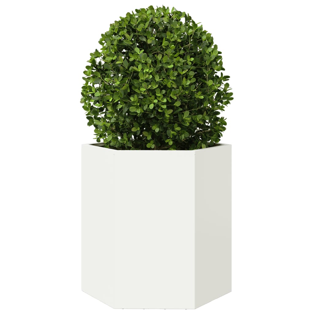 Jardineras hexagonales 2 uds acero blanco 46x40x45 cm v5413 - Vetonek